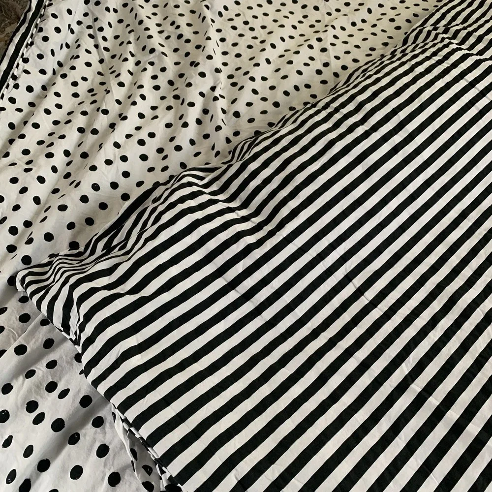 Pottery Barn Emily Meritt Stripe Polka Reversible Duvet Twin